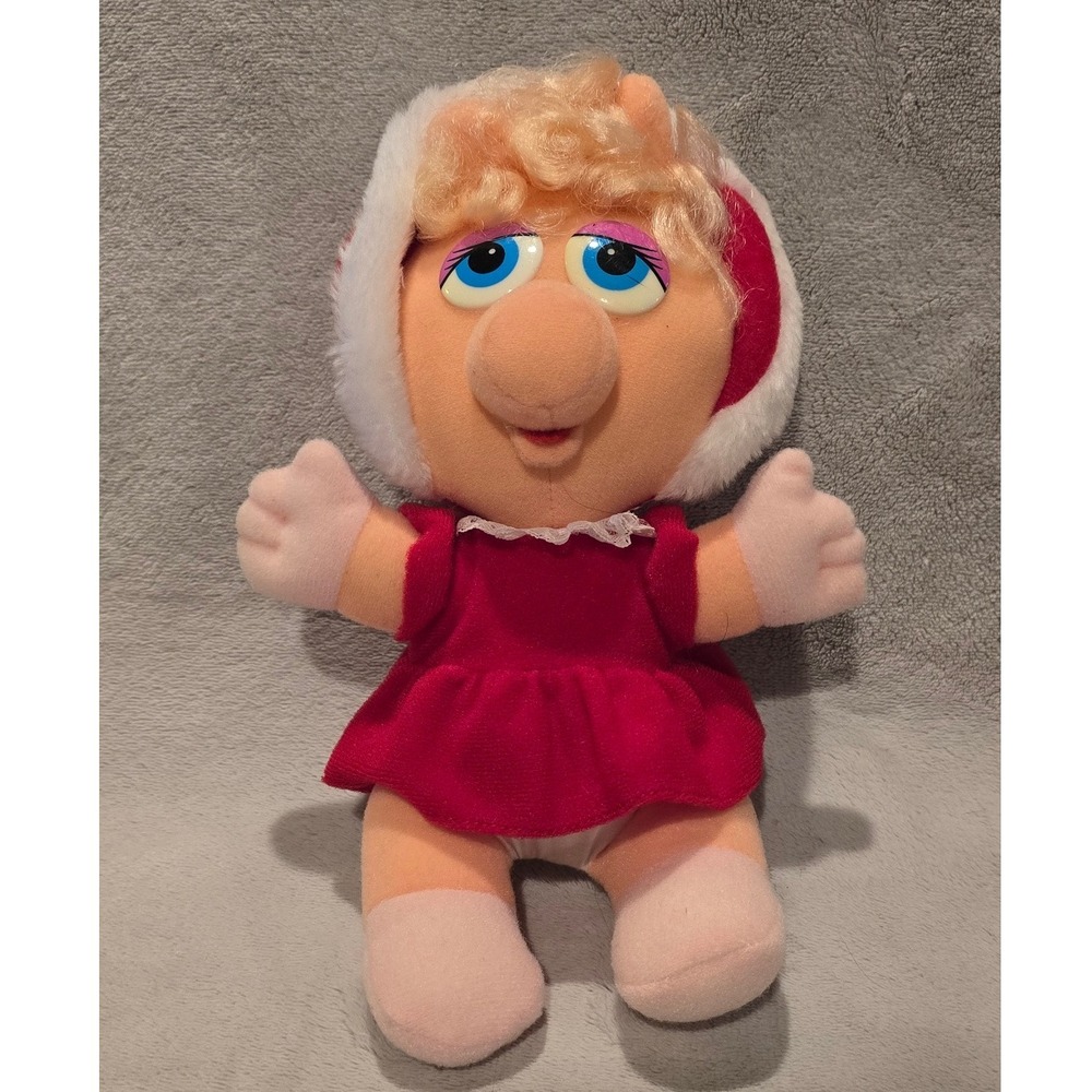1987 VINTAGE Muppets CHRISTMAS BABY‎ MISS PIGGY 8" Plush STUFFED ANIMAL Toy